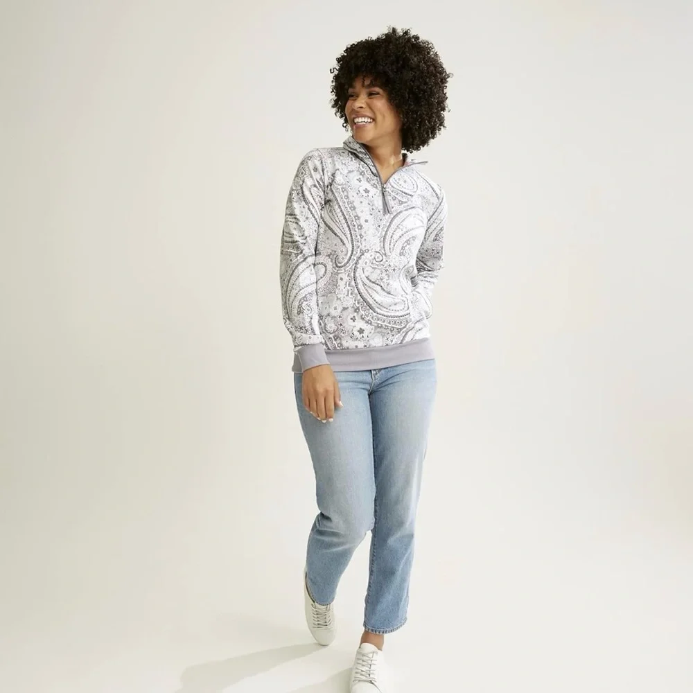 VERA BRADLEY French Terry Quarter-Zip Sweatshirt with Pockets - Picture 4 of 8